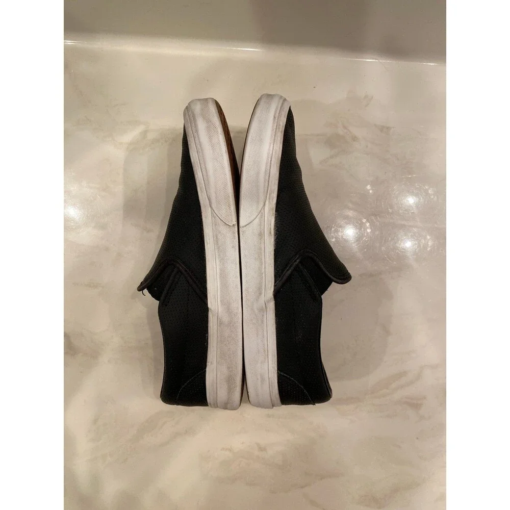 Vans Shoes Unisex Sneaker Slip-On Black Perforated Leather Size 10 (W)‎ 8.5 (M)
